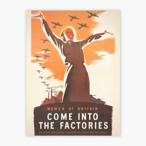 Mujeres de Gran Bretaña, Segunda Guerra Mundial / Póster, Propaganda de guerra, Agitprop / Bolsa de trabajo para asesoramiento y detalles completos