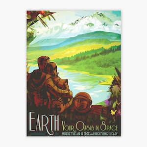 Earth | Giclée NASA Poster Visions of the Future poster, Space Tourism Giclée Shelf Art Print from JPL