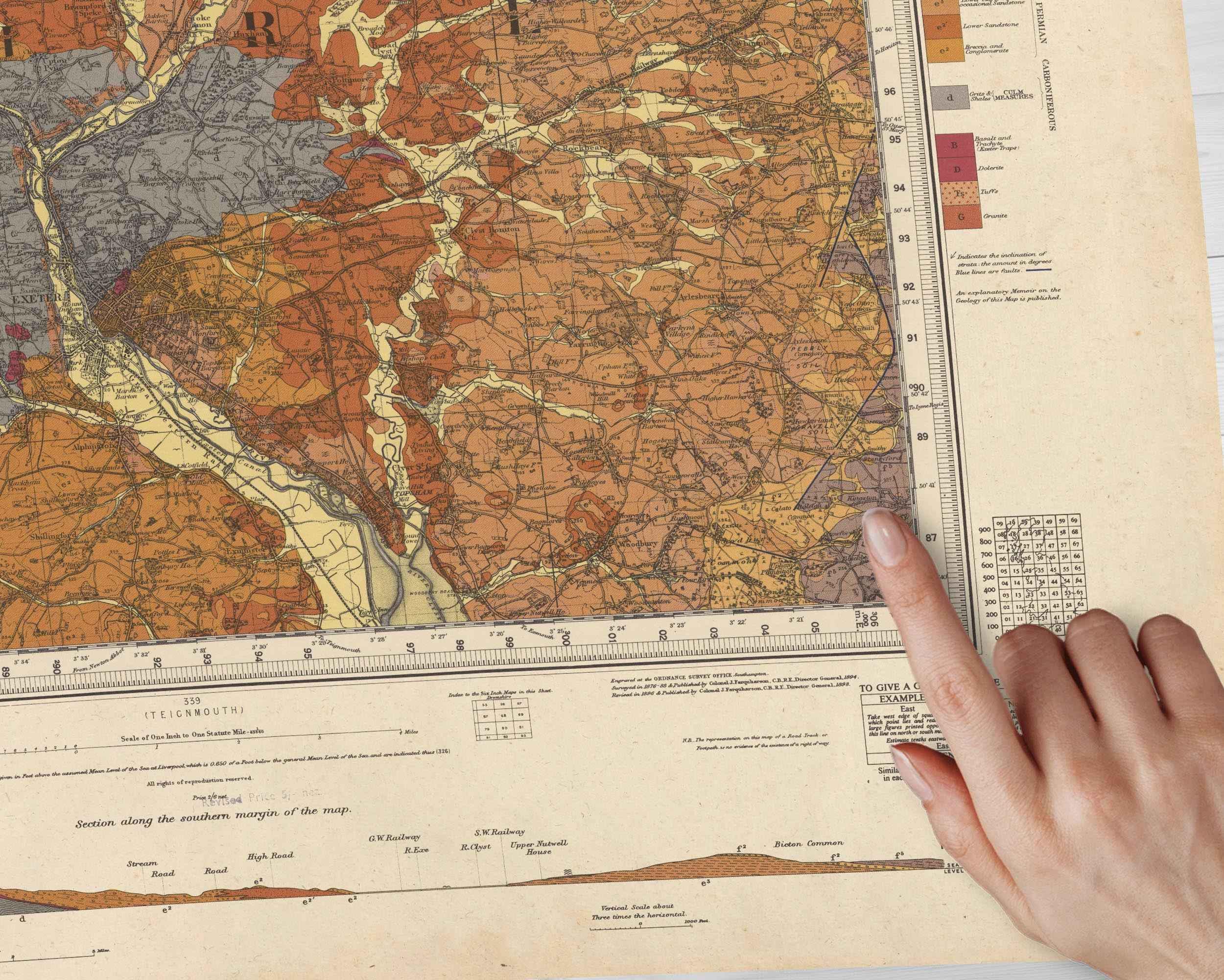 Map of Exeter } old Geological Chart - Etsy