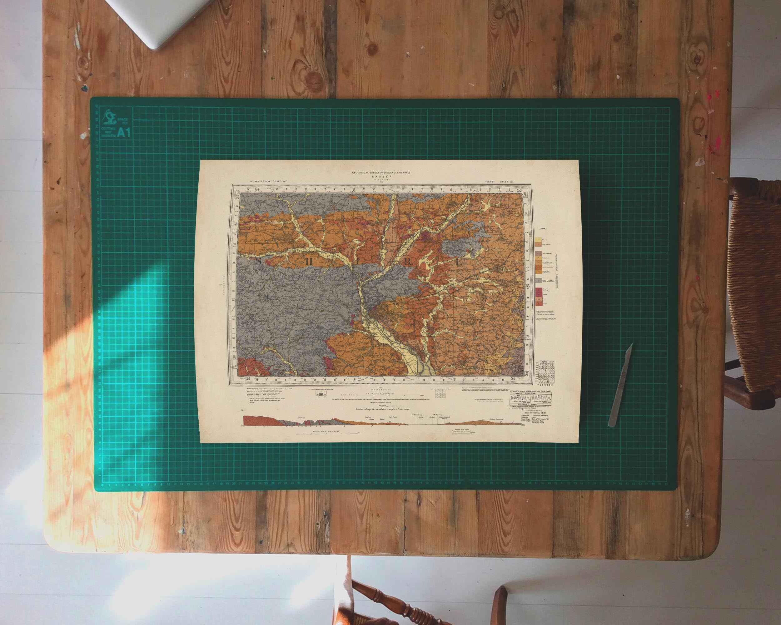 Map of Exeter } old Geological Chart - Etsy