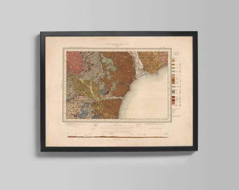 Map of Teignmouth  } Old Geological Chart
