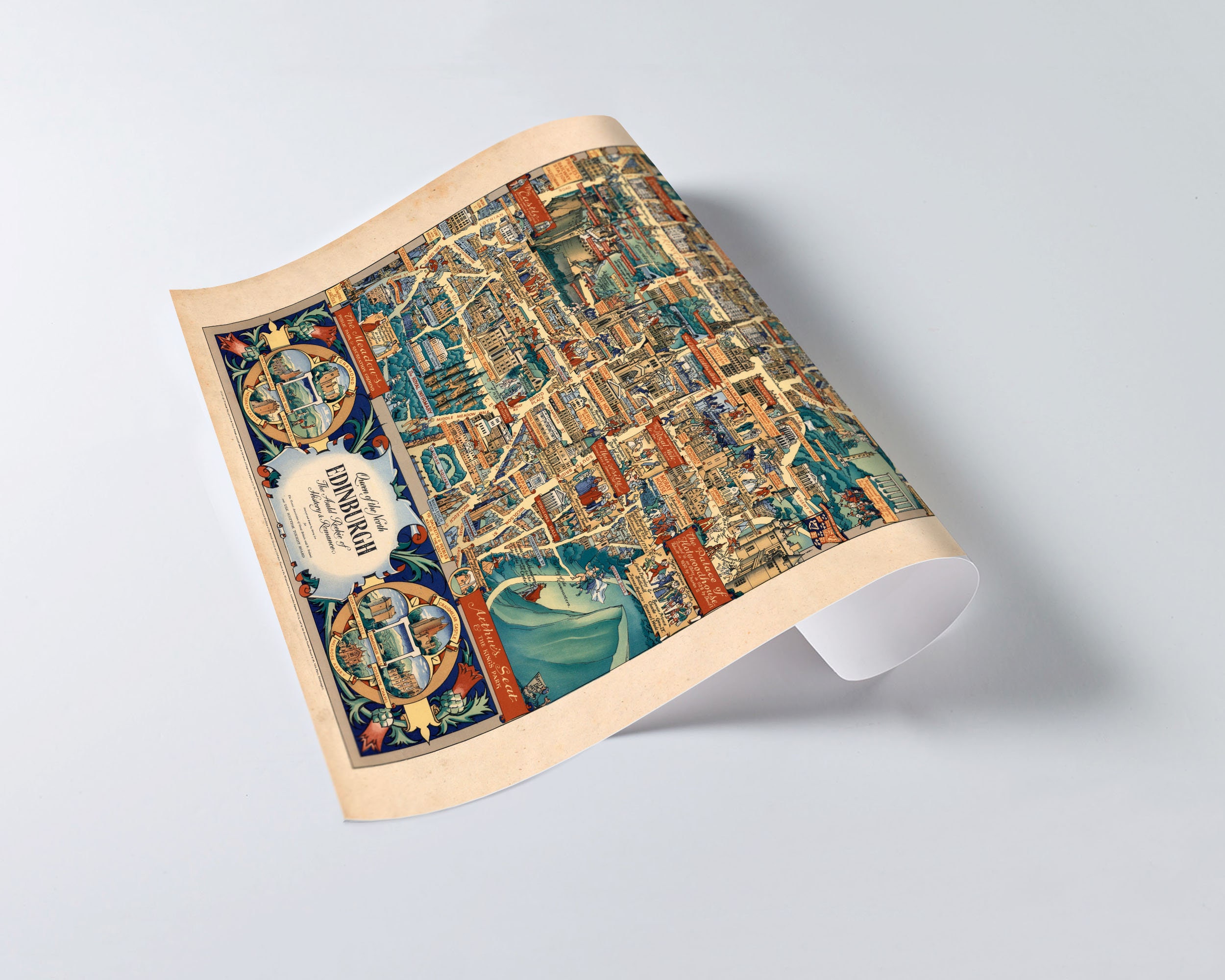 Old Map of Edinburgh - Pictorial Vision of Edinburgh, Auld Reekie ...