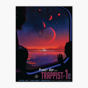 Trappist 1e | Giclée NASA Poster Visions of the Future poster, Space Tourism Giclée Wall Decor Boys Room Art from JPL