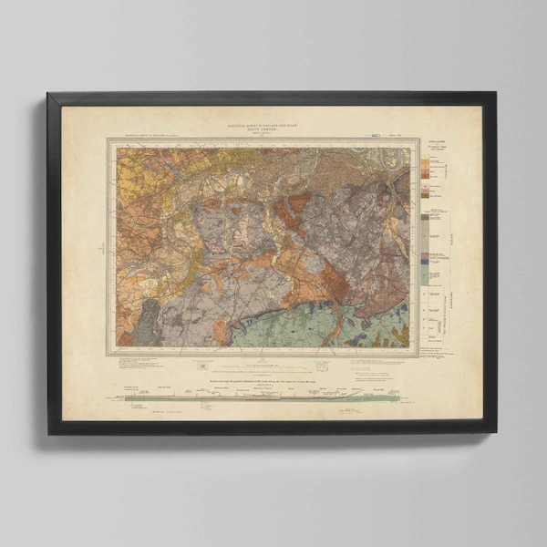 Map of South London  } Old Geological Chart