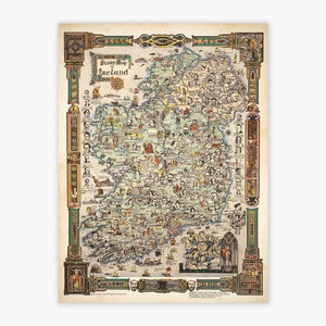 Old Map of Ireland - Pictorial Vision of Irish History – St Patricks Day Gift - Archival Print | AmericanIrish