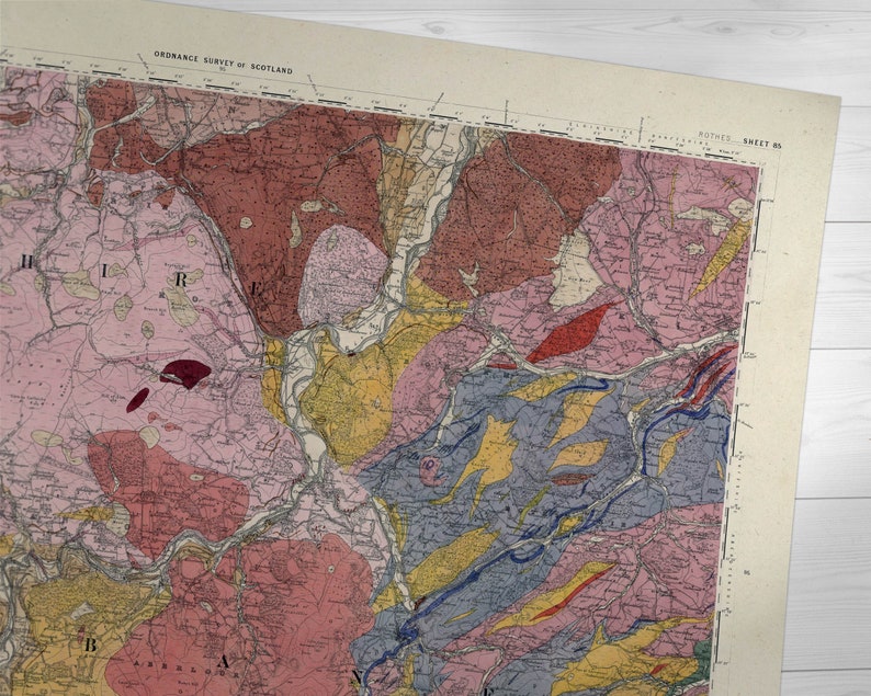 Rothes Map Old Rothes Geological Map Rotheselchieseaster - Etsy