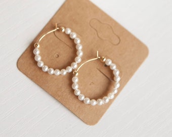 14k Gold-Filled Pearl-Lined Hoops