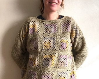 Mitred Granny Jumper - crochet pattern