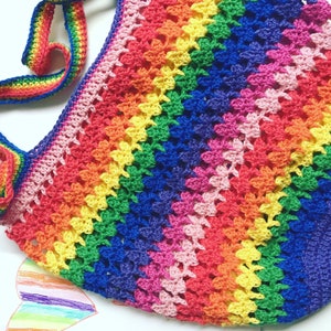Rainbow Hearts market bag crochet pattern image 1