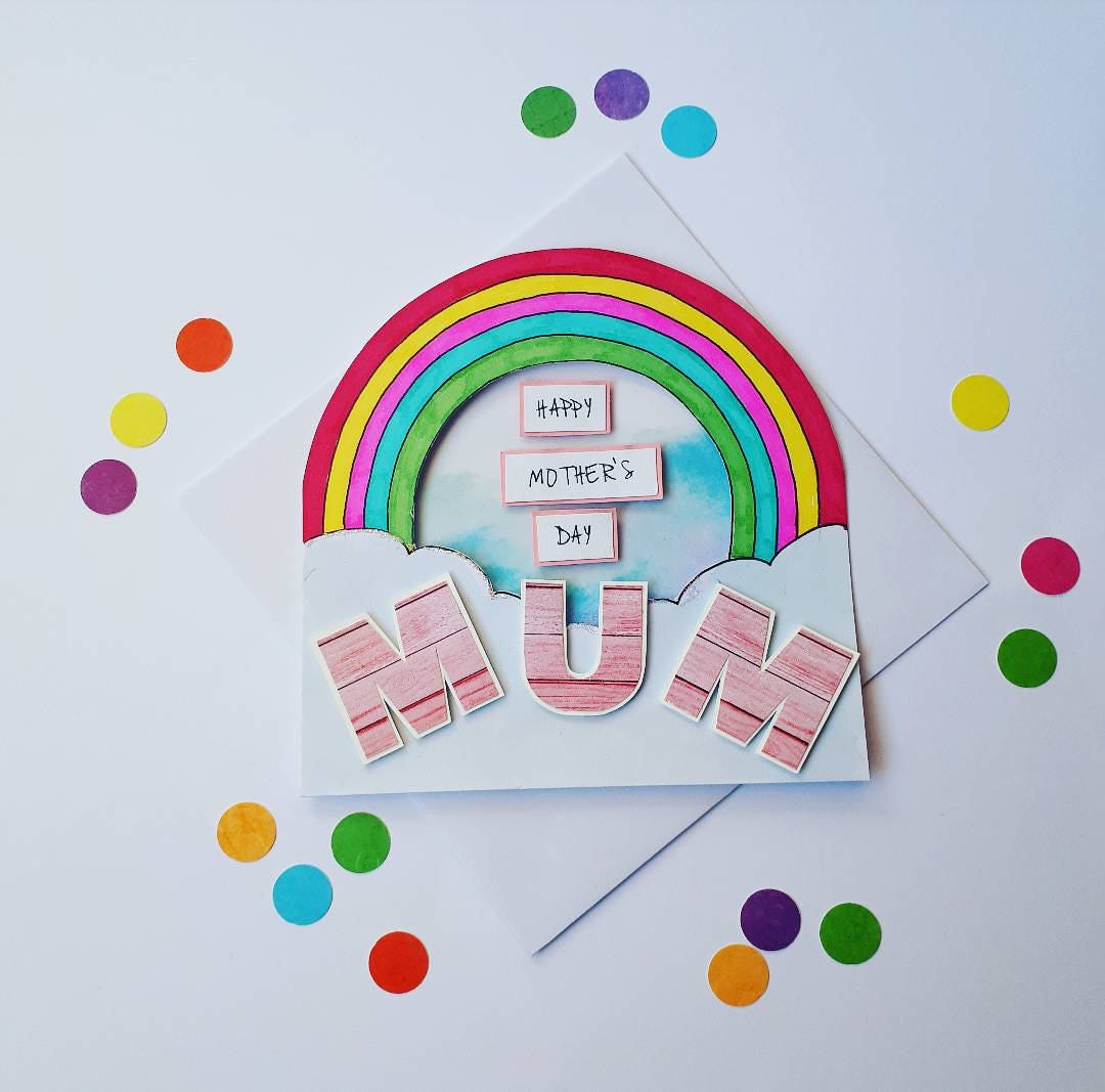 Rainbow mother's day card Bright and fun mother's Etsy