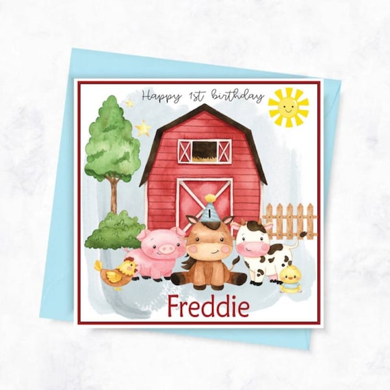 Personalised Farmyard Birthday Card Farm Animals Age Card | Etsy UK