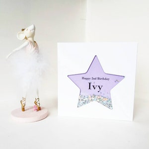 Personalised 2nd birthday card, girls 1st 2nd birthday card