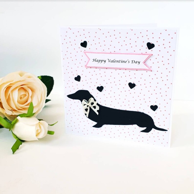 Sausage dog Valentine's card dachshund Valentine's Etsy