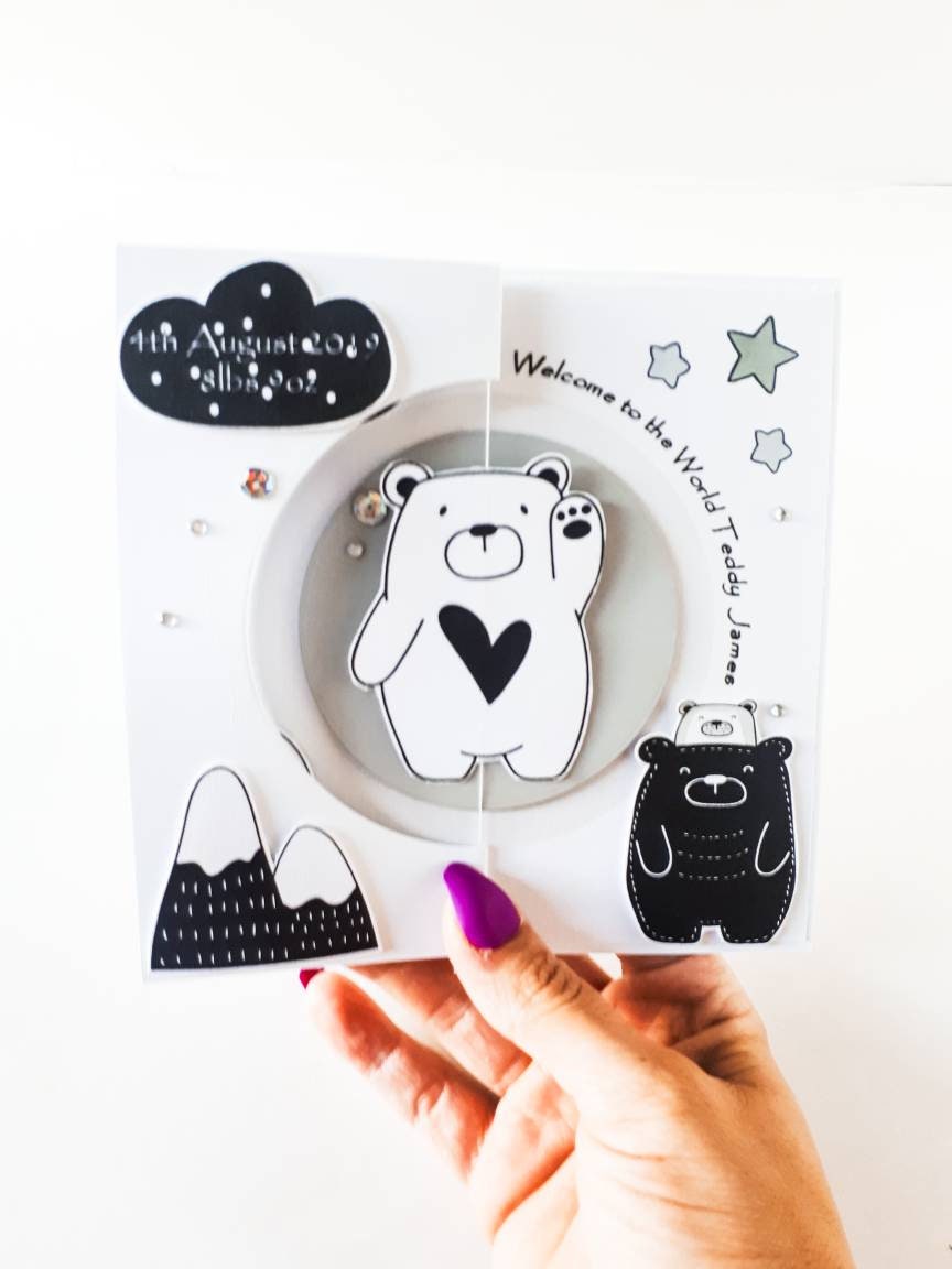 Monochrome New Baby Card Black and White Baby Card - Etsy