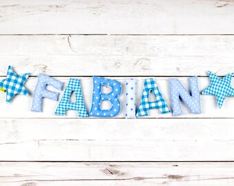 Gift for christening fabric letters name garland