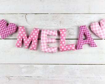 Fabric letters Garland baby personalized birthday gift