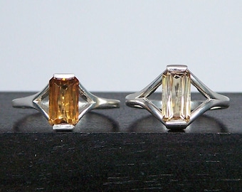 Orange Zircon or Yellow Zircon Sterling Silver Ladies Genuine Natural Gemstone Ring October Birthstone Christmas Anytime Jewelry Gift