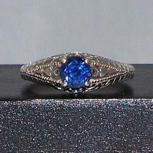 1.11ct. 5.65mm. Blue Dot Sapphire Sterling Silver Genuine Natural Ladies Solitaire Gemstone Ring Size 7 September Birthstone Jewelry Gift