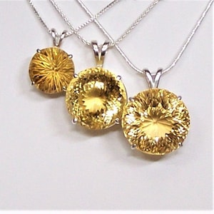 Citrine Sterling Silver Pendant Chain Ladies Unheated Untreated Yellow Gemstone Necklace Alt. November Birthstone Christmas Jewelry Gift