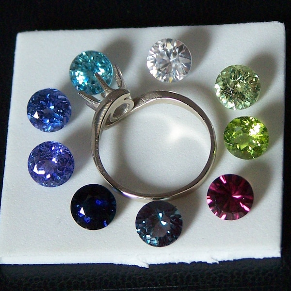 Loose Gemstones 14KWG or 925 Silver Ladies Ring size 7 Pick Your 7mm Stone 8 Beautiful Stones to Choose from Birthday Christmas Anytime Gift