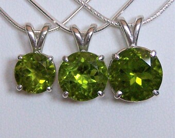 Peridot Sterling Silver Ladies Genuine Natural Untreated Olivine Gemstone Pendant Chain Necklace August Birthstone Christmas Jewelry Gift