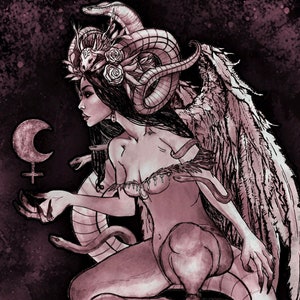 LILITH-DARK GODDESS art print-Arte oscuro-Bruja-Brujería-Diosa-Pagano-Ilustración-Eva-Jardín del Edén