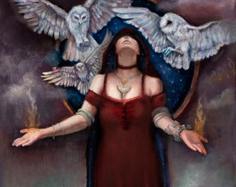 HEKATE-HECATE-WITCH- Impressão de belas artes-Deusa das Trevas-Arte das Trevas-Mitologia Grega-Pagão-Bruxa-Bruxaria-Altar