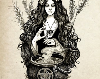 Fall Office Autumn Halloween Kitchen Decor Illustration Wall Art for Bedroom Foodie Art Print Witch/'s Brew Things for the Cauldron
