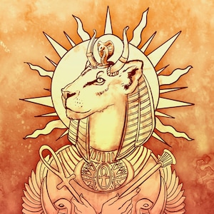 GODDESS-SEKHMET-LION-fine art print-Egyptian-sun-mythology-healing