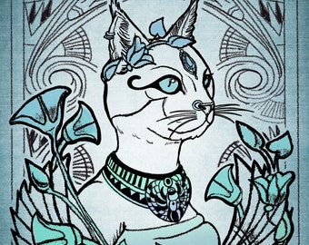 GODDESS-BASTET-CAT-Egyptian-fine art print-mythology-protection