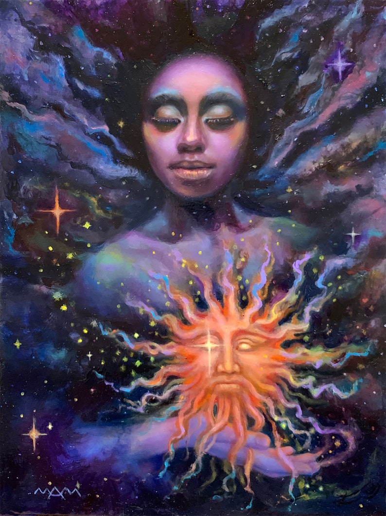 GODDESS ART PRINT-Celestial Art-Star Goddess-Pagan-Visionary Art-Witchcraft