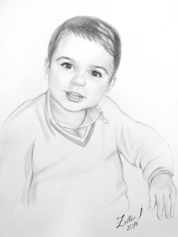 Portret Chłopca Rysunek Dziecka Dzieci рortrait Kobieta Dziewczyna Manface Graficzny Ołówek Portret Klasyczny