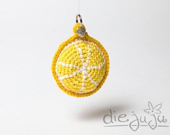 Schlüsselanhänger Zitronenscheibe lemon gehäkelt crochet