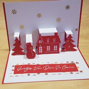 Christmas pop up card with house and Christmas doll and Christmas trees for the Brother Scan N cut and Silhouette - FCM - SVG - Studio