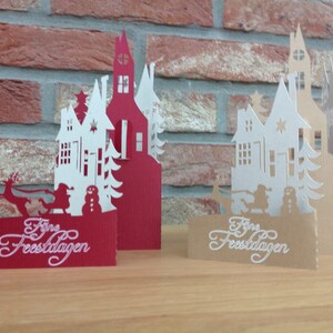 Kerstkaart - 3D gestapelde kersthuisjes - SVG-FCM-CWPRJ-Studio