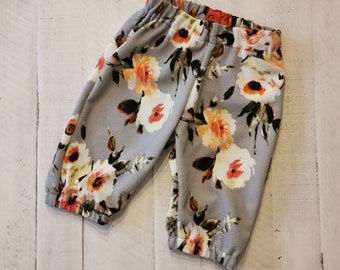 FW20-11-375 / BLACK FLORAL / nylon pants for girls