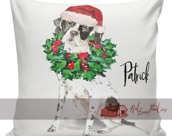 Personalized Dog Christmas Pillow, Custom Gift, English Pointer, Pillow Cover, Decorative Pillows, Farmhouse Decor, Made in USA, #RB0148