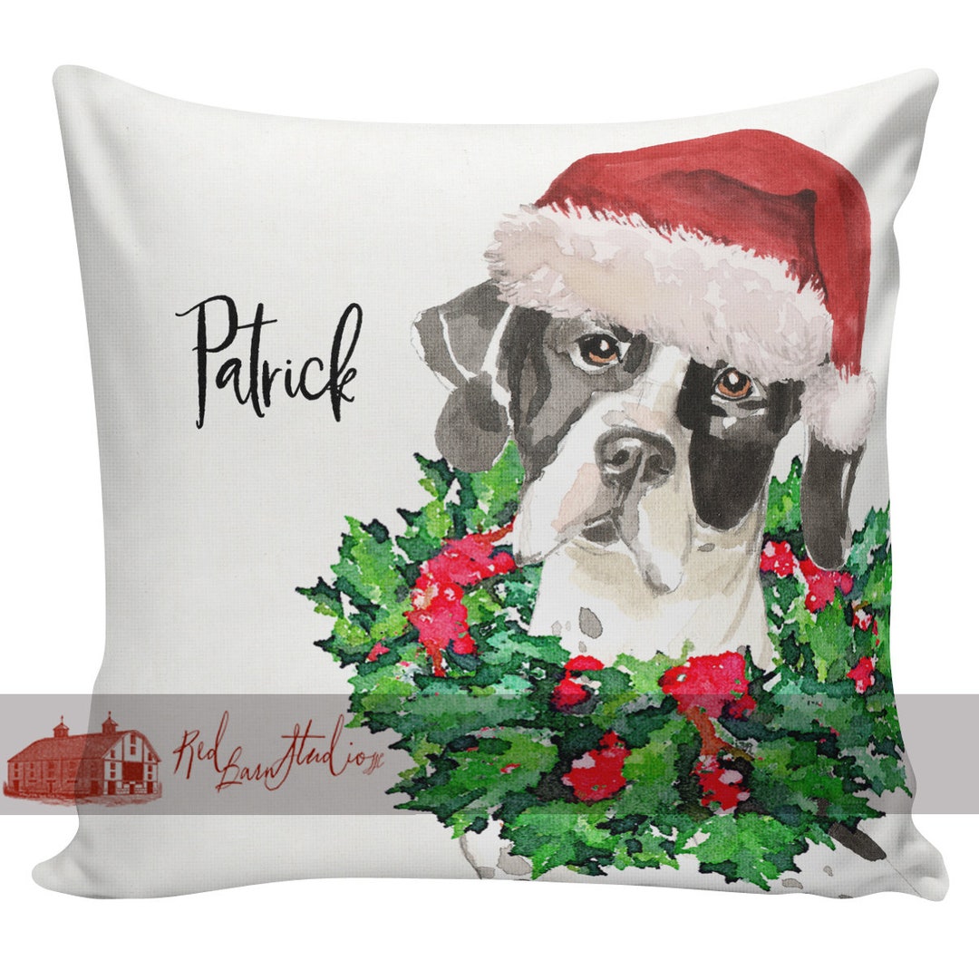 Personalized Dog Christmas Pillow Custom Gift English Etsy