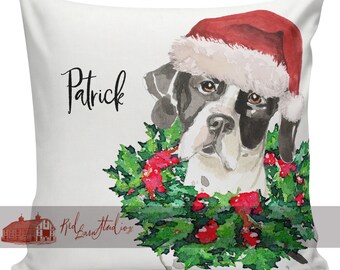 Personalized Dog Christmas Pillow, Custom Gift, English Pointer, Pillow Cover, Decorative Pillows, Farmhouse Decor, Made in USA, #RB0149