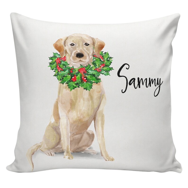 Personalized Dog Christmas Pillow Custom Gift Yellow Etsy