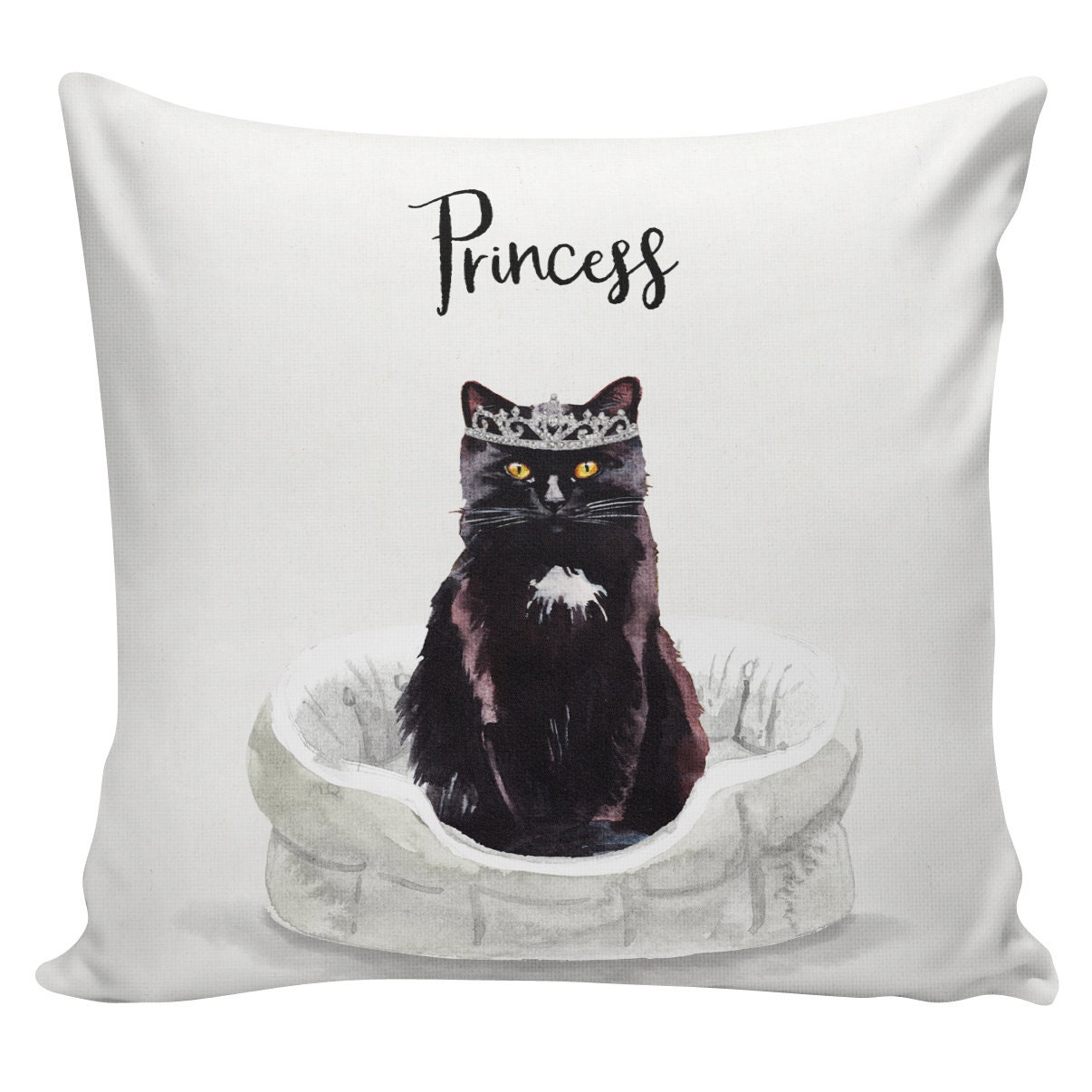 or custom color Custom natural burlap dog//cat paw print BLACK pillow cover