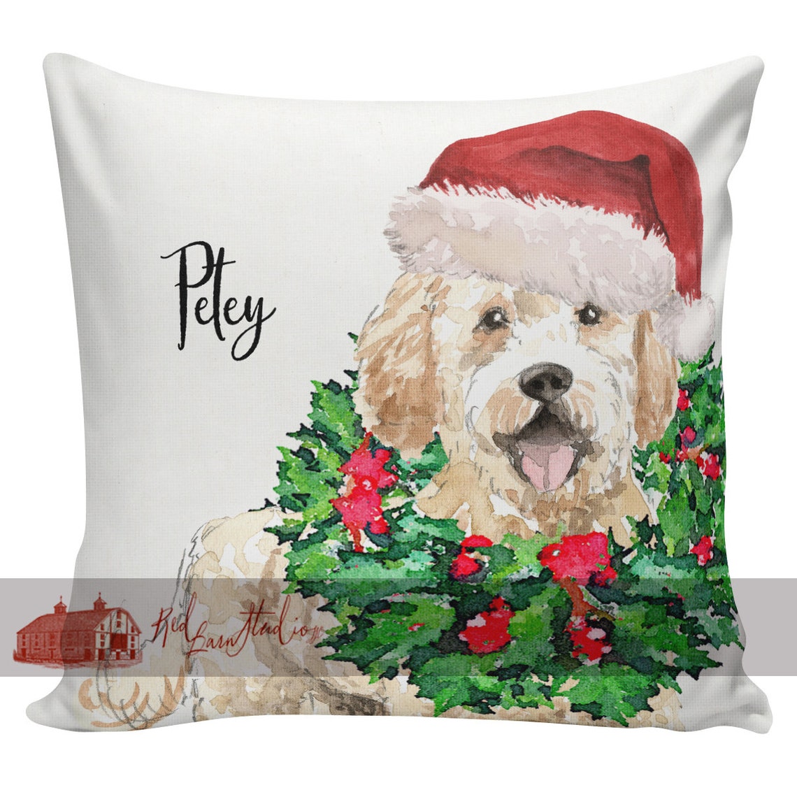 Goldendoodle Dog Christmas Pillow Personalized Gift Golden Etsy UK