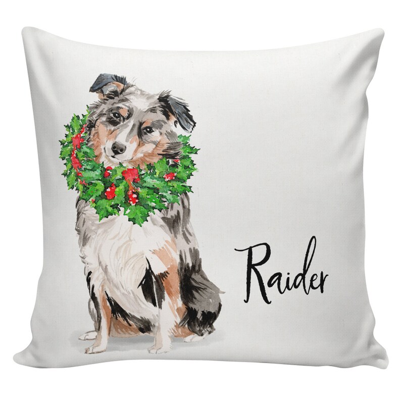Personalized Dog Christmas Pillow, Aussie, Custom Gift, Australian