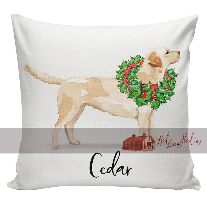 Personalized Dog Christmas Pillow Custom Gift Yellow | Etsy