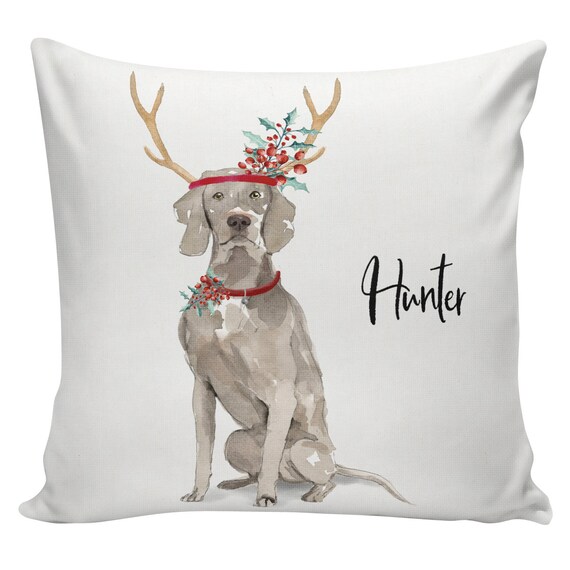 Personalized Dog Christmas Pillow Custom Gift Weimaraner Etsy