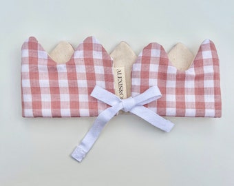 Handmade Fabric Kids Play Crown - Pink Gingham