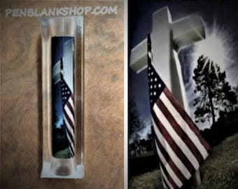 Cross and Flag Pen Blank #024