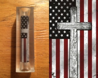 American Flag and Cross Pen Blank #023