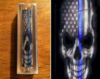 Thin Blue Line Skull Pen Blank #057