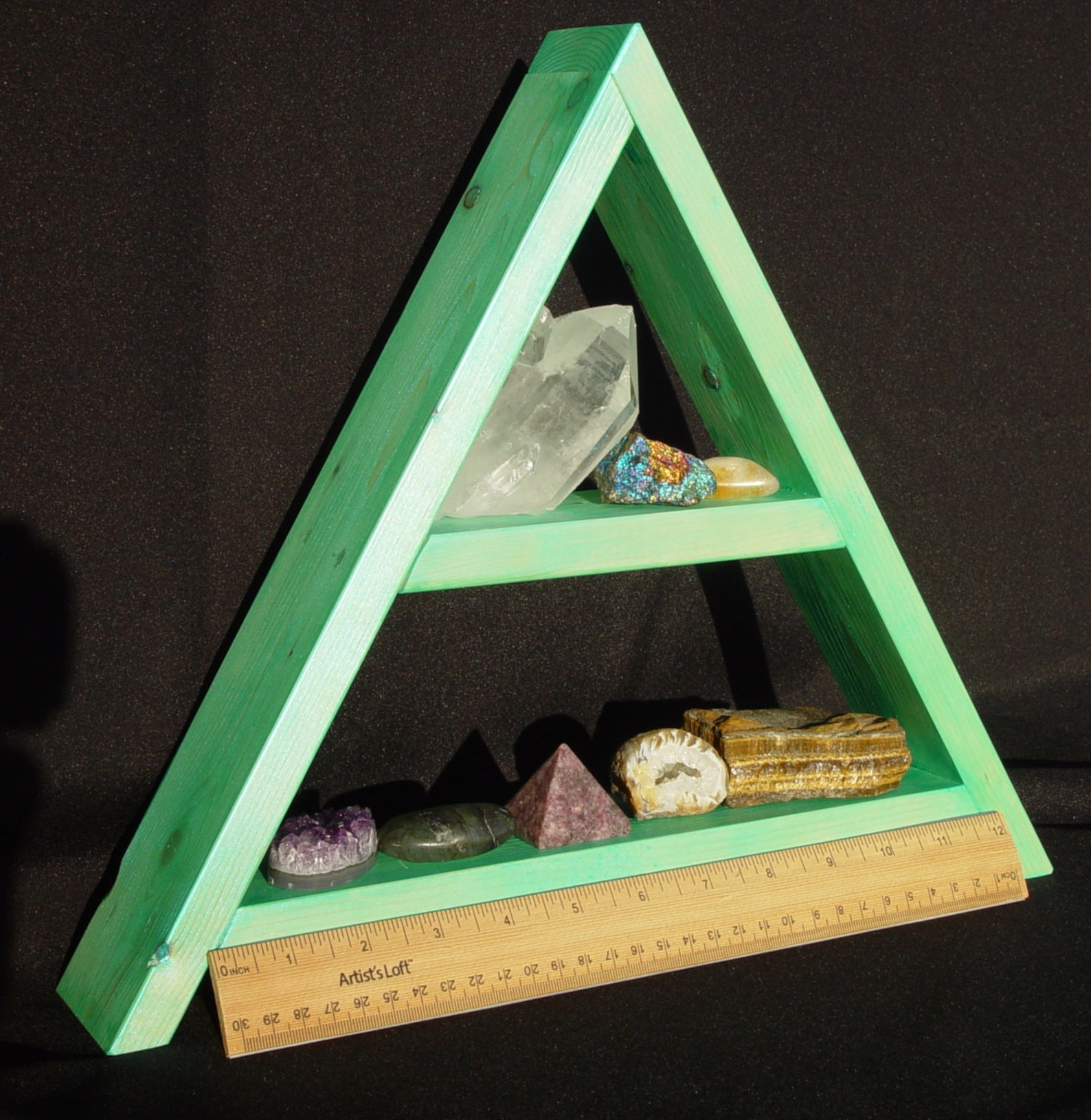 Rock Display Shelf Triangle Magical Iridescent Green Small Etsy